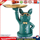 Nordic Luxury Bulldog Storage Statue Fruit Candy Tray Sculpture (Green) Newly