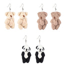 Girl Drop Ear Stud Plush Fashion Cartoon Animal Earrings Bear Panda Ear Clip