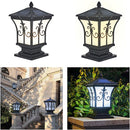 LED Solar Retro Lantern Pillar Light Outdoor Column Lamp Garden Fence Decor