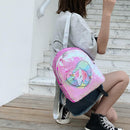 Preppy School Bags Women Sequins Heart Horse Decor Backpacks Glitter Rucksack