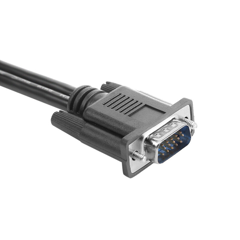 15 Pin VGA Male to 2 Female Y Splitter Cable Monitor Adapter for PC TV