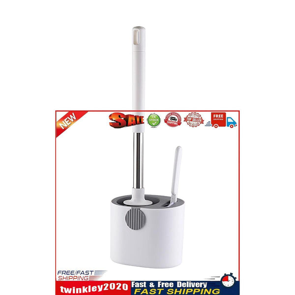 Toilet Brush & Holder Bathroom Toilet Brush Set Non-Slip Handle (Grey) Newly