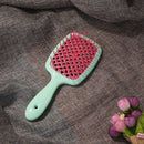 Wide Teeth Air Cushion Comb Scalp Massage Salon Hair Brush (Green pink) Newly