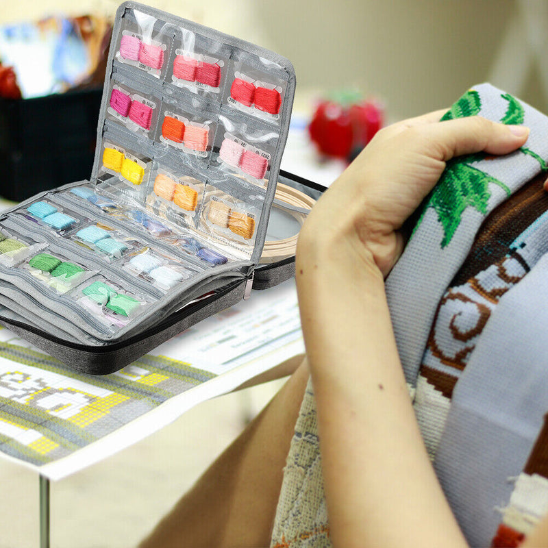 Embroidery Tool Kit Bag Cross Stitch Storage Case DIY Yarn Hooks Organizer