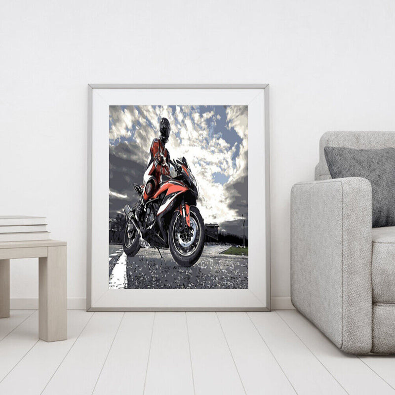 Motor Man Canvas Painted Oil Paint By Numbers Wall Art Modern DIY Bedroom Decor