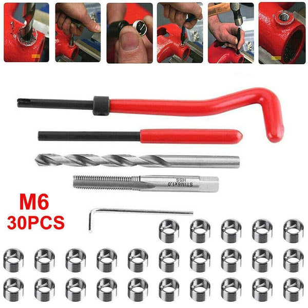 M6 x 1.0 Thread Repair kit 25 piece Compatible 6mm Damaged Threads. 2Q6W 7 Z9E7