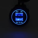 3.1A LED Light  Auto Outlet Power Dual Port USB Car Charger Motorcycle Charging
