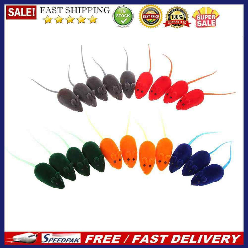 20pcs Flocking Mouse Shape Cat Toys Sound False Rat Pet Kitten Plaything