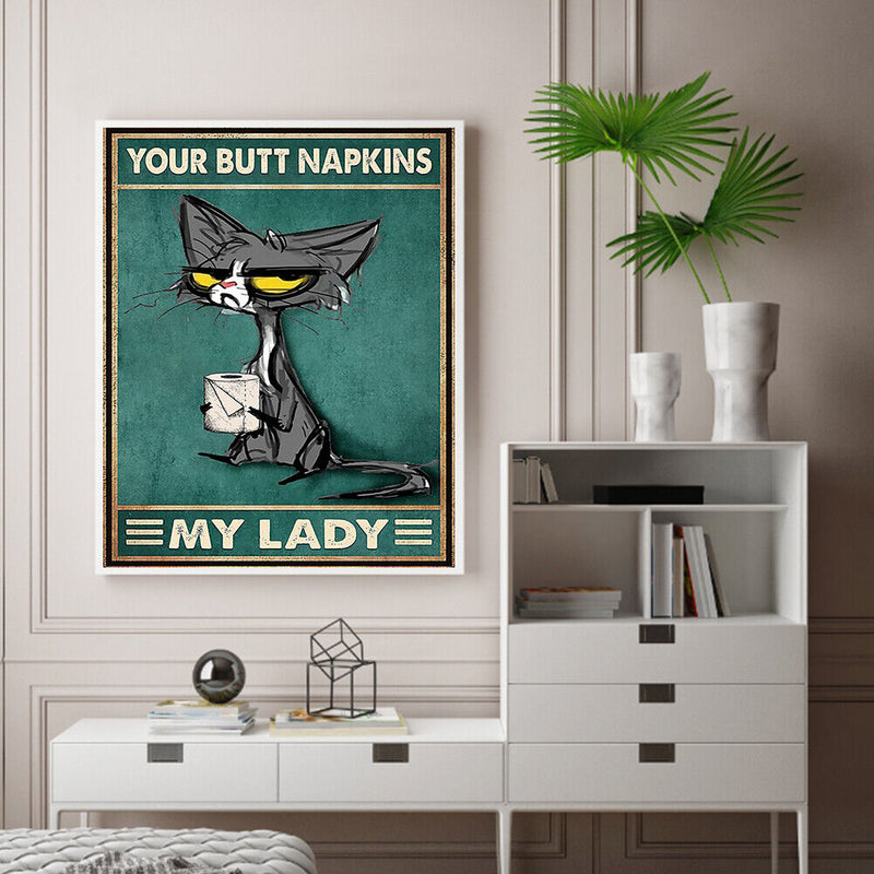 Cartoon Napkin Cat Oil Paint By Numbers Kit DIY Acrylic Painting on Canvas