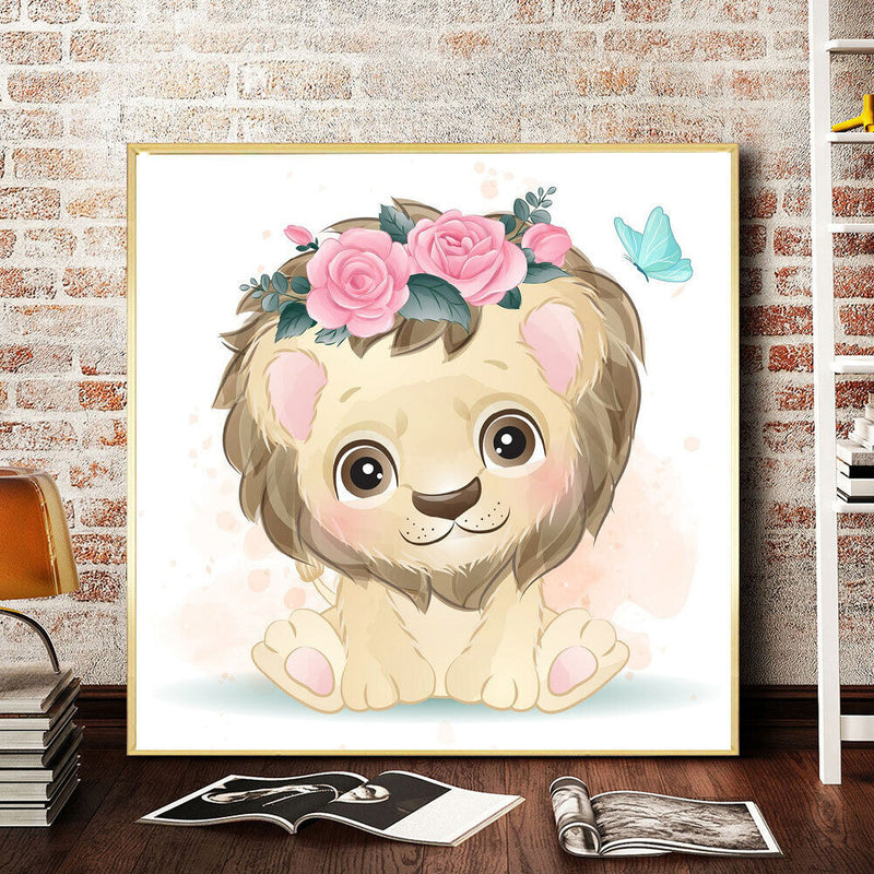5D DIY Diamond Painting Kits Full Round Drill Cartoon Little Lion Mosaic