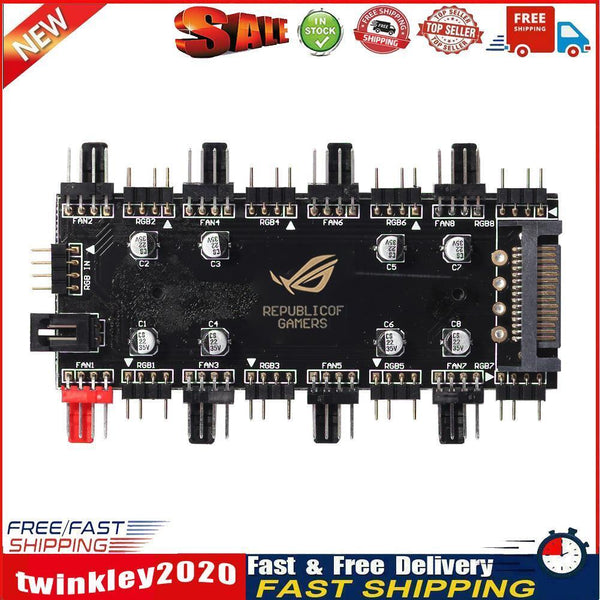 1 to 8 Multi Way Splitter RGB PWM Hub Speed Controller Adapter (5V 3Pin) Newly