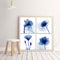 4 Blue Flowers Oil Paint By Numbers DIY Coloring Picture for Adults Child Panels