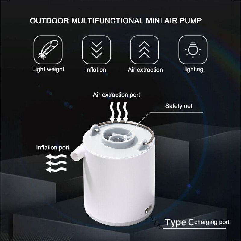 Mini Inflatable Pump Ultralight USB Charging Outdoor Air Pump Camping Light