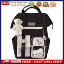 Women Preppy Style Contrast Color Knapsack Large Capacity Handbags with Badge