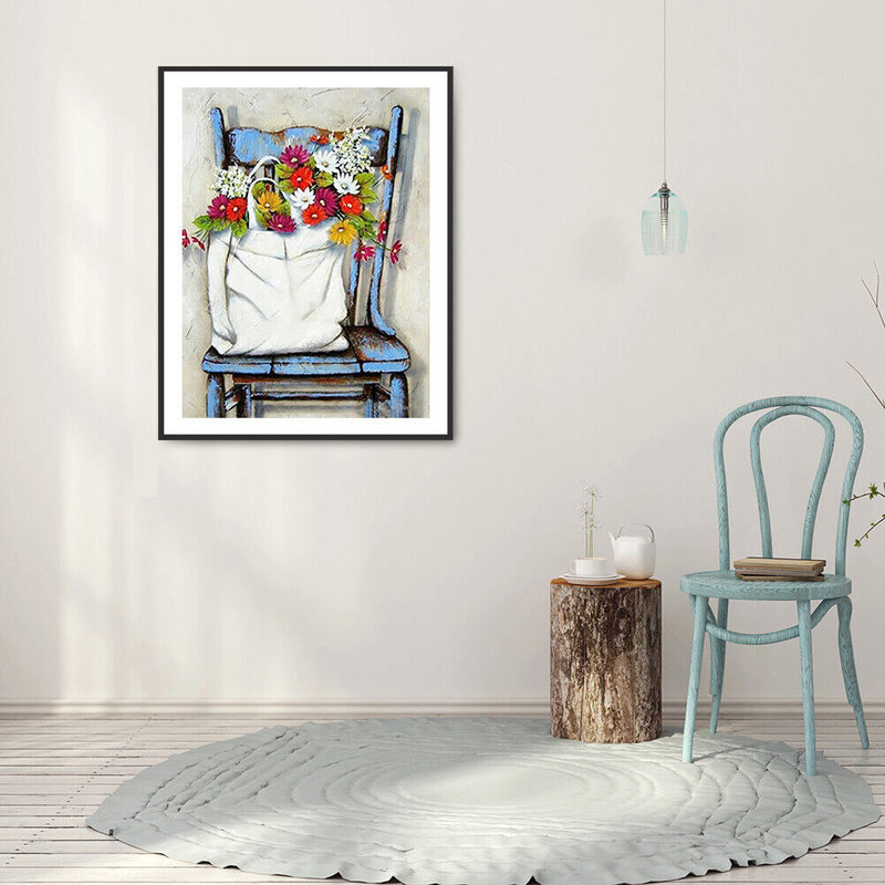 5D Diamond Painting Flowers on Bench Full Round Drill Wall Rhinestone DIY Arts