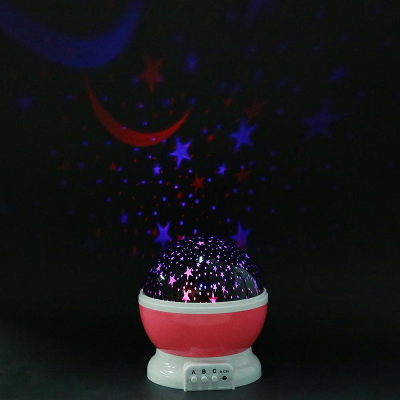 Rotating Projector Starry Night Lamp Projection LED Lights Xmas Gift(Pink) Newly