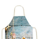 Kitchen Linen Apron Shell Painting Coffee Shop Accessories Clean Pinafore