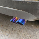 Car Dual Exhaust Tip Rolled Edge Slant Cut 3 inch ID Inlet (Burnt Blue) Newly