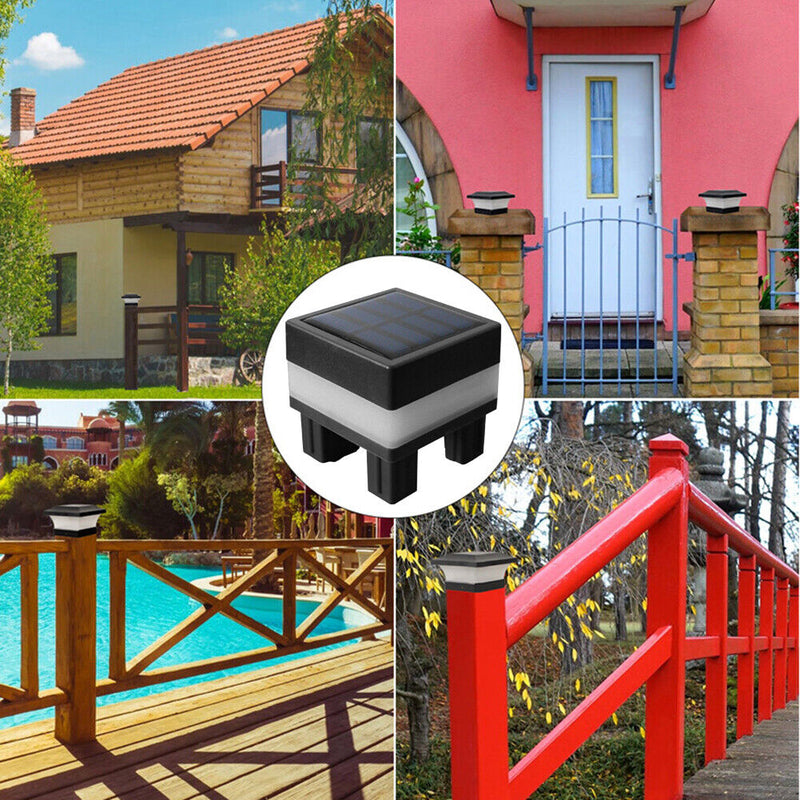 Waterproof Solar Pillar Light Garden Post Cap LED Fence Lamp (Warm Light) Newly
