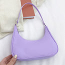 Pure Color Underarm Hobos Bag Casual Ladies Zipper Mini Purse Top-handle Handbag