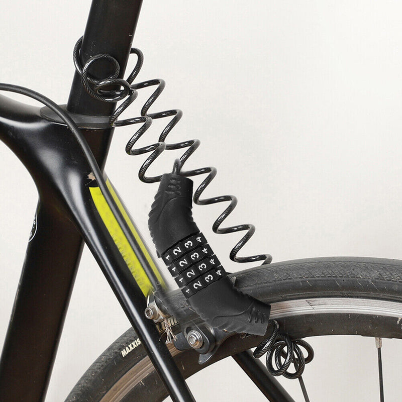 Steel Cable Security Bicycle Password Lock 4 Digit Anti-Theft Bike Helmet L