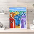 Frameless Oil Paint By Numbers Sea Colorful House DIY Canvas Picture Craft