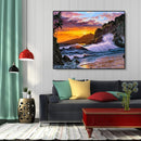 Painting By Numbers DIY Seaside Sunset Canvas Oil Art Picture for Home Decor Kit