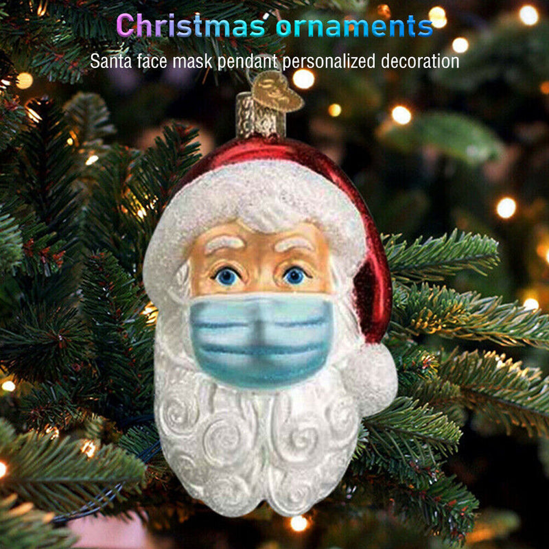 Christmas Hanging Tree Ornament Face Shield Santa Claus Pendents (White) Newly