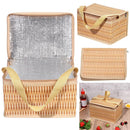 Woven Keep Warm Lid and Handle Wicker Picnic Basket Waterproof Rattan Bag