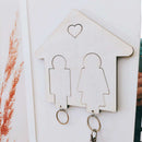 Set of 2 Wooden Key Chain Couples, Keys Ring with Magnetic Hanger, Best Gift