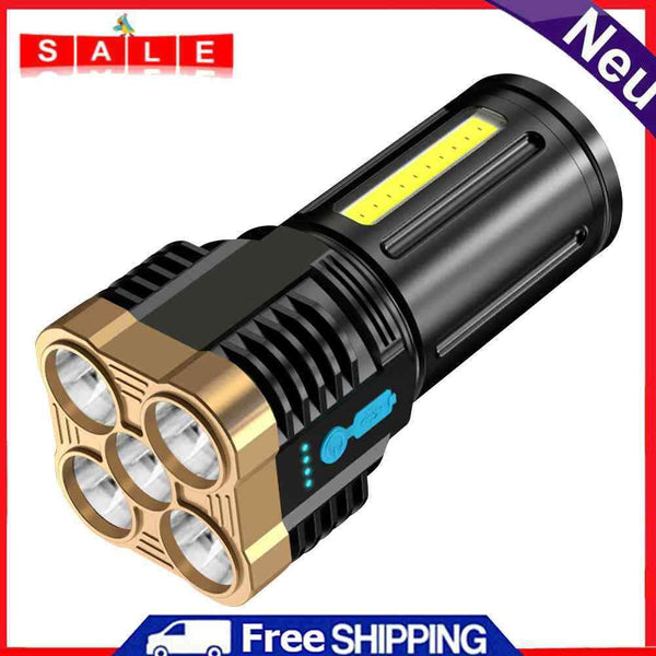 LED+COB USB Rechargeable Flashlight Spotlight for Outdoor Camping Hiking Fishing