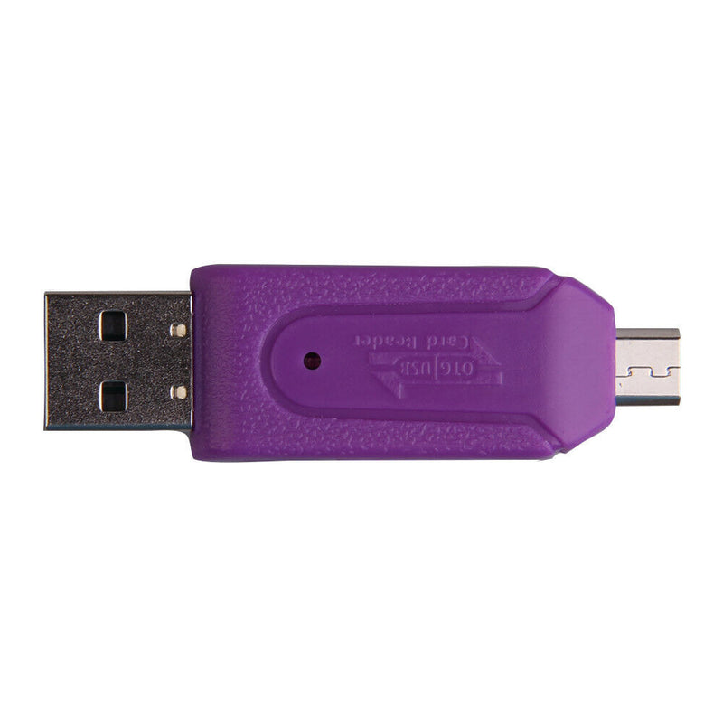 2 In 1 Dual USB Plug OTG SD TF Card Reader For Smartphone Computer Purple