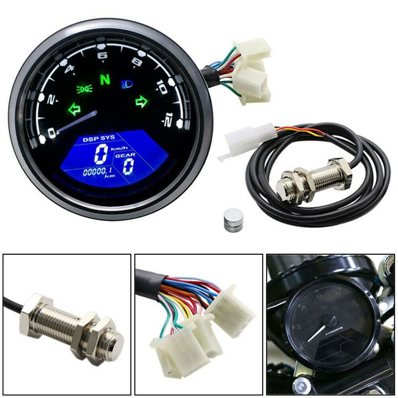 Digital Baboon LCD Meter Motorcycle Meter Oil Gauge LCD Tachometer Speedometer