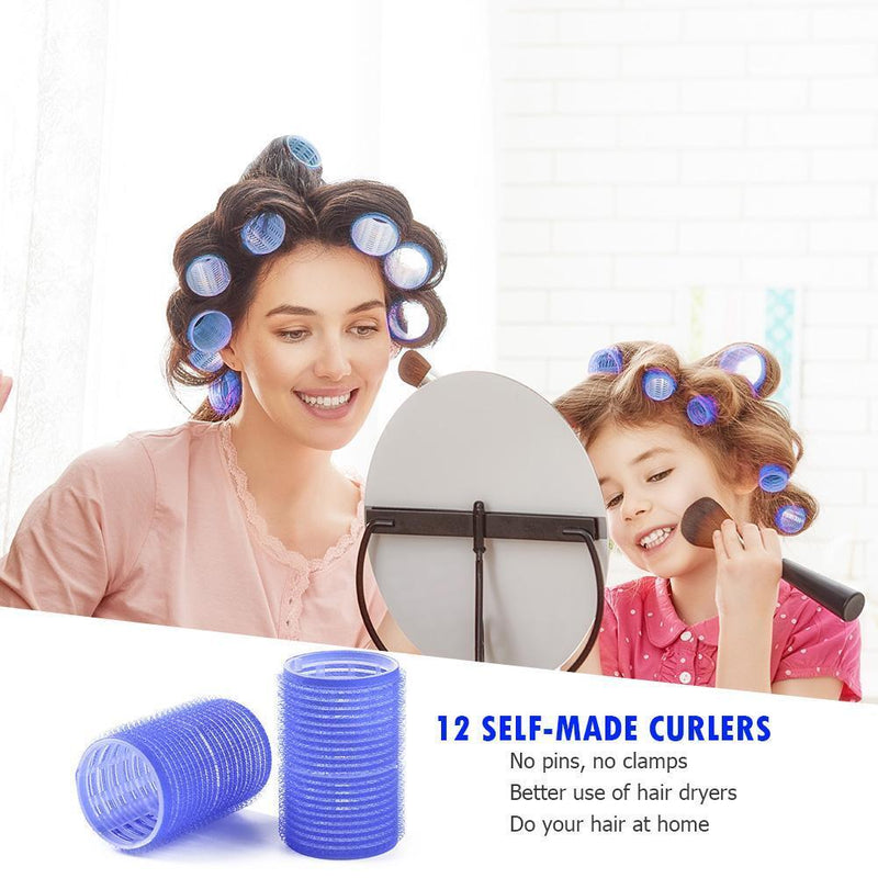 12pcs Self Grip Hair Rollers Hairdressing Home Use DIY Hair Curlers (40mm) Newly