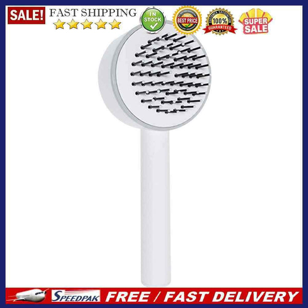 One-key Self-cleaning Hair Brush Anti-Static Airbag Massage Comb (White)