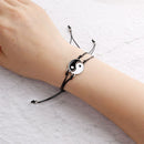 Fashion Woven Rope Tai Chi Alloy Pendant Couple Bracelet Yin Yang Charm