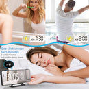 Digital Electric Radio Alarm Clock Desk Projector Mirror Time Snooze Clock Decor