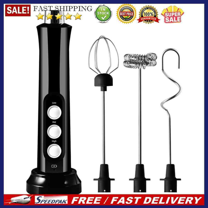 3 Modes Electric Handheld Milk Frother Blender with USB Charger Bubble Make