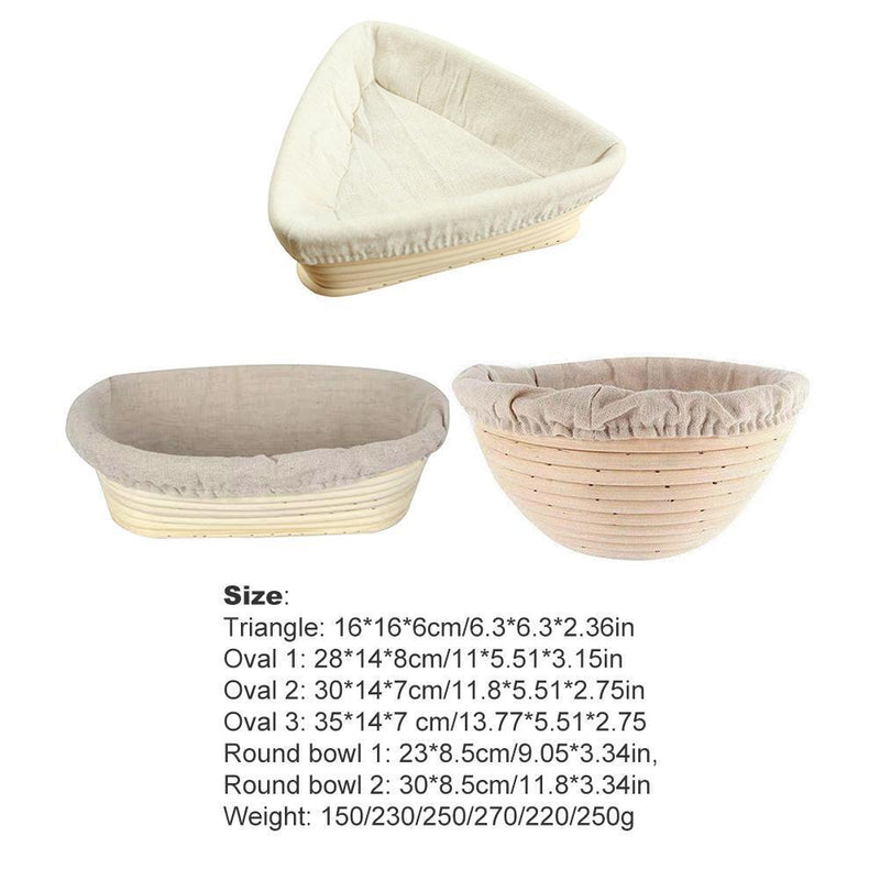 Dough Rattan Basket Bread Proofing Proving Baskets with Cover (Oval 3)