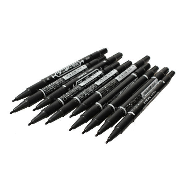 Heads 10PCS Fine Double Marker Marker Waterproof Nib Black hv2