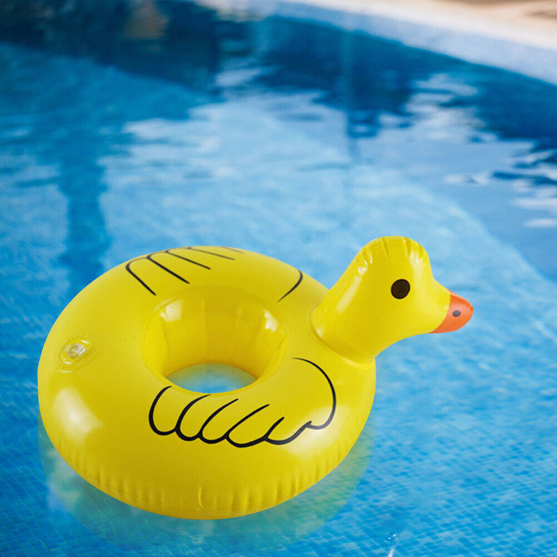 Inflatable Cup Holder Cute Yellow Duck Drink Stand Swimming Pool Float Coasters