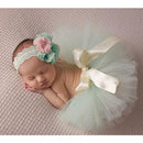 2pcs/set Baby Flower Hairband Bowknot Tutu Skirt Girls Photo Props (0-1M)
