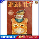 Cups on Cat Head Retro Metal Plate Tin Sign Plaque Poster for Bar Club Cafe