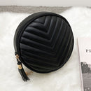 Women PU Leather Shoulder Bags Lady Embroidery Thread Solid Color Bag Purse Bag