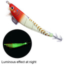 100mm 12g Sinking Fishing Lures Luminous Wood Shrimp Bait with Squid Jigs Hook