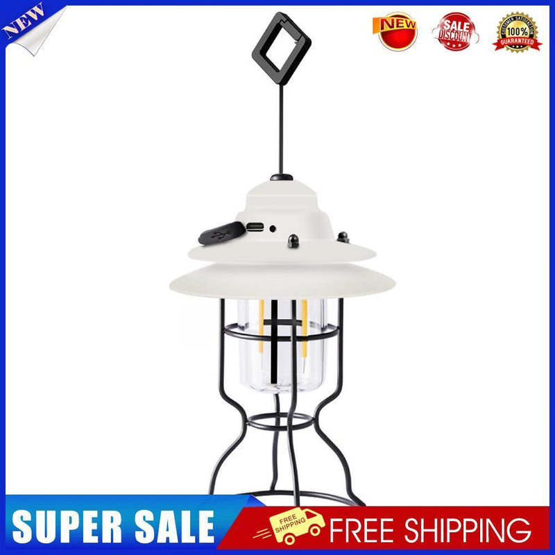 Retro LED Camping Lamp Outdoor Hanging Lantern Waterproof 2 Mode Nightlight