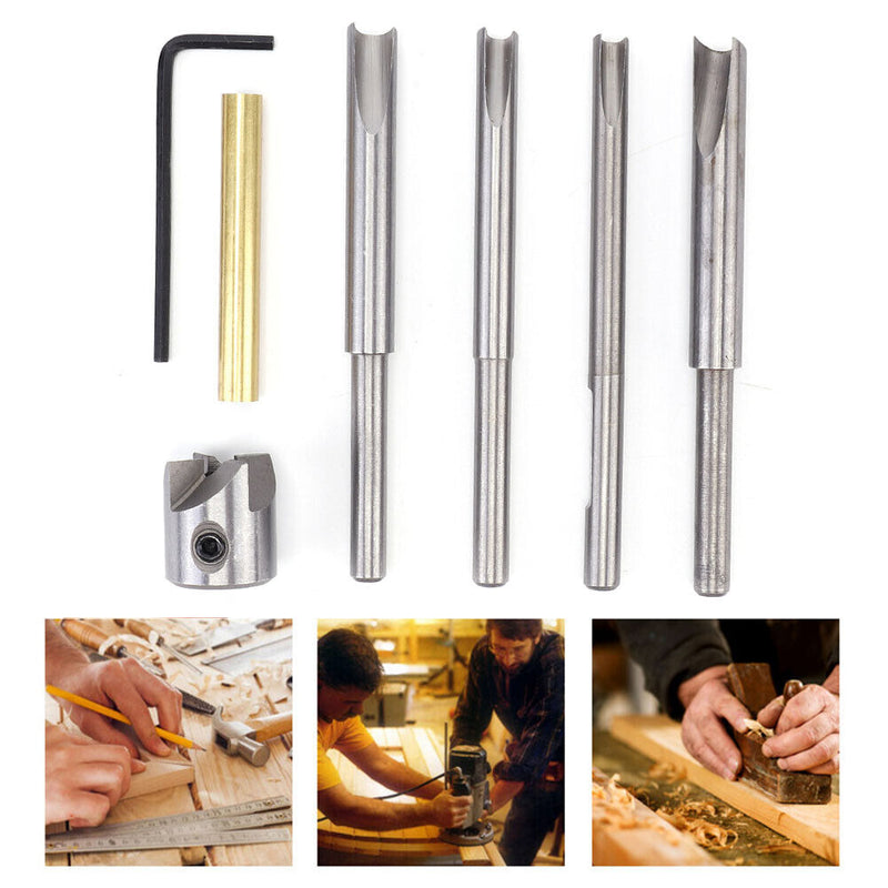 7x Barrel Trimmer Kit Pen Wood Mill Trimming System Cutting Head Sleeve Adapter