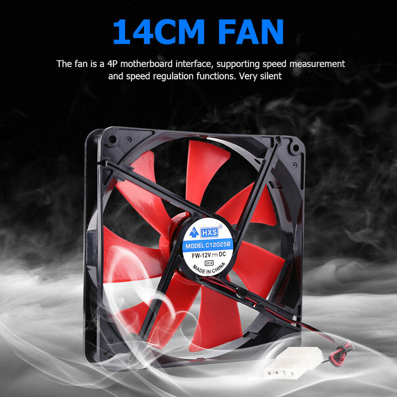 140mm 4-Pin Silent PC Case Cooling Fan CPU Cooler Fan DC 12V Heatsink Radiator