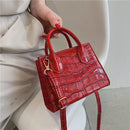Fashion Women Pure Color Alligator Pattern PU Leather Handbags Crossbody Bag