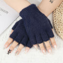 Color Imitation Mink Hair Half Finger Gloves Fingerless Mittens Plush Knitted